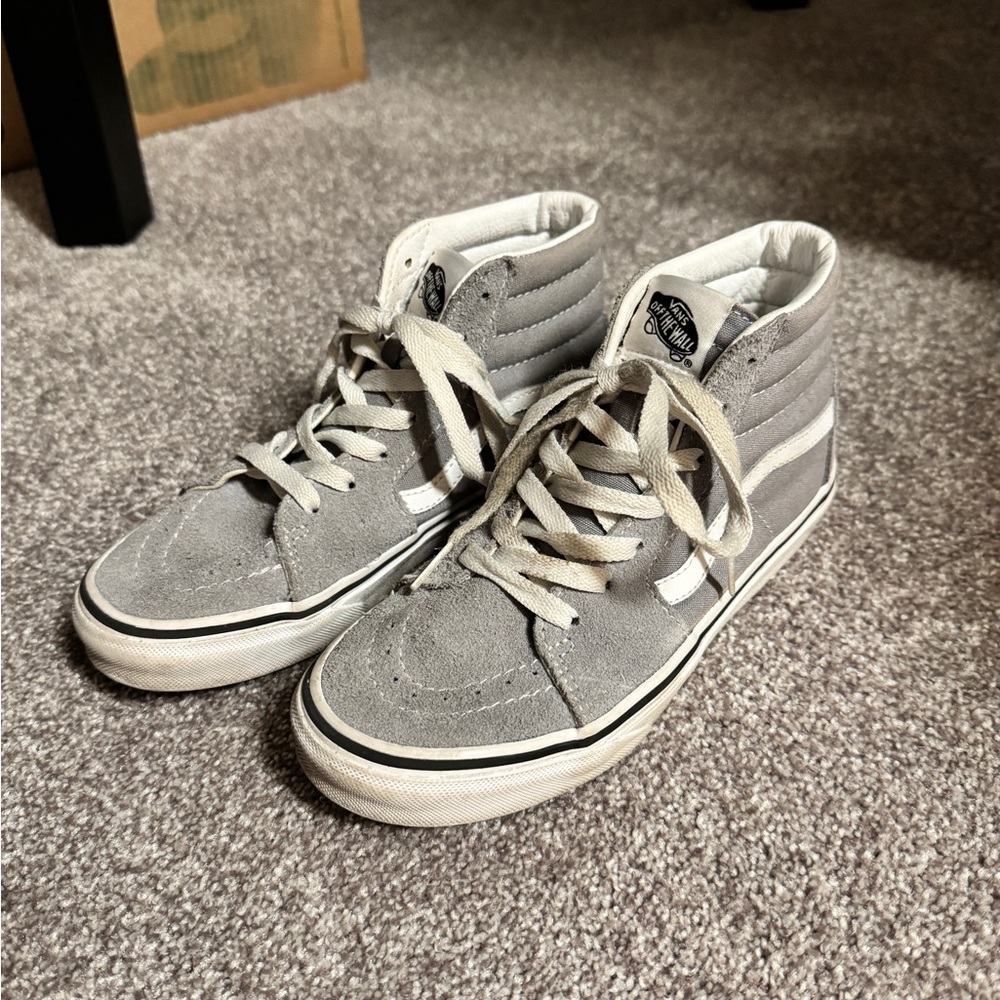 Kids Vans Gray and White High-Top Sneakers